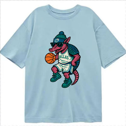 Dallas Armadillo wearing Mavericks beanie with cowboy hat patch and wayfarer - Classic T-shirt - Light Blue