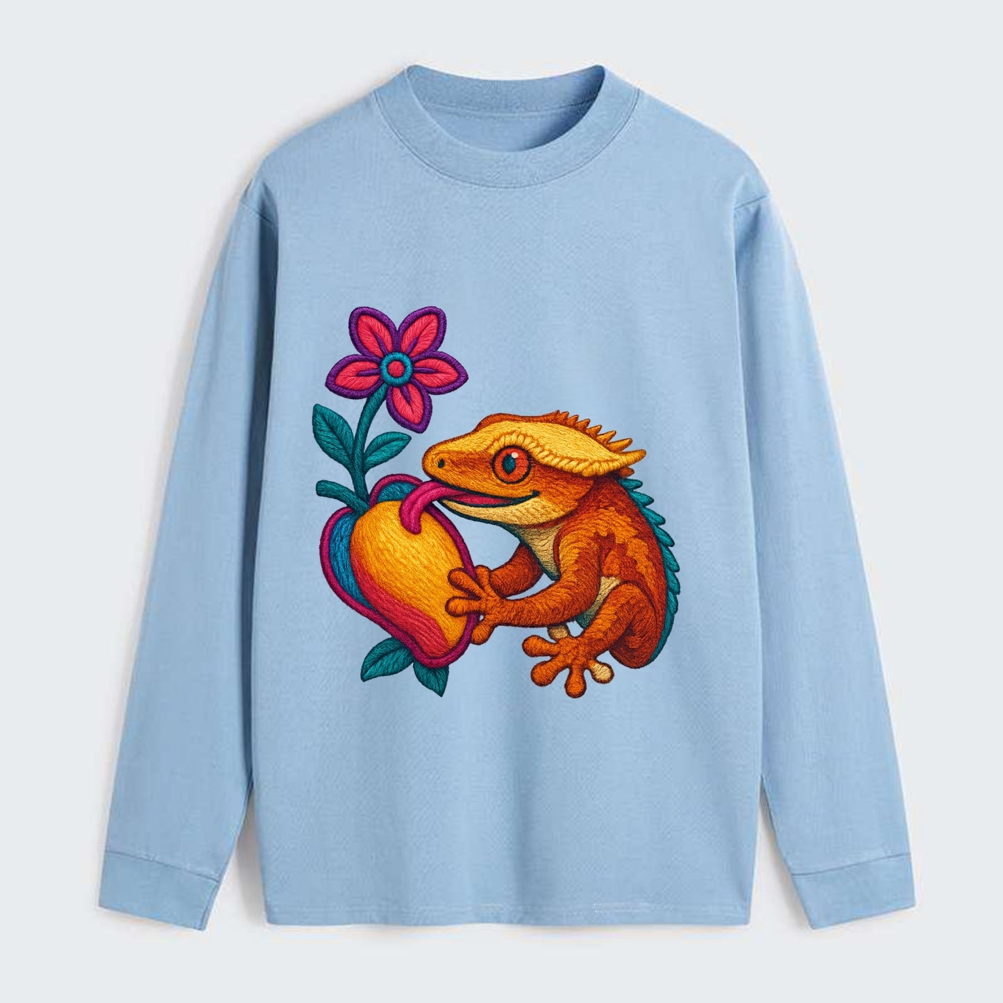 Crested Gecko - Classic Long Sleeve Shirt - Light Blue