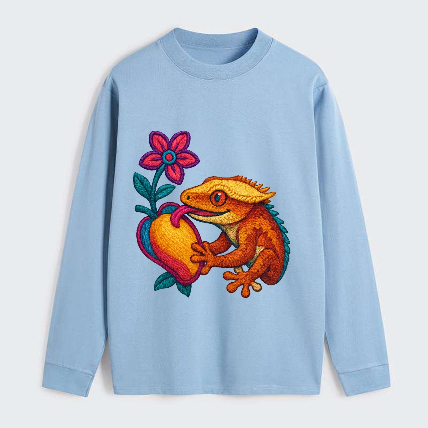 Crested Gecko - Classic Long Sleeve Shirt - Light Blue