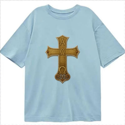 Alpha Omega Cross  - Classic T-shirt - Light Blue