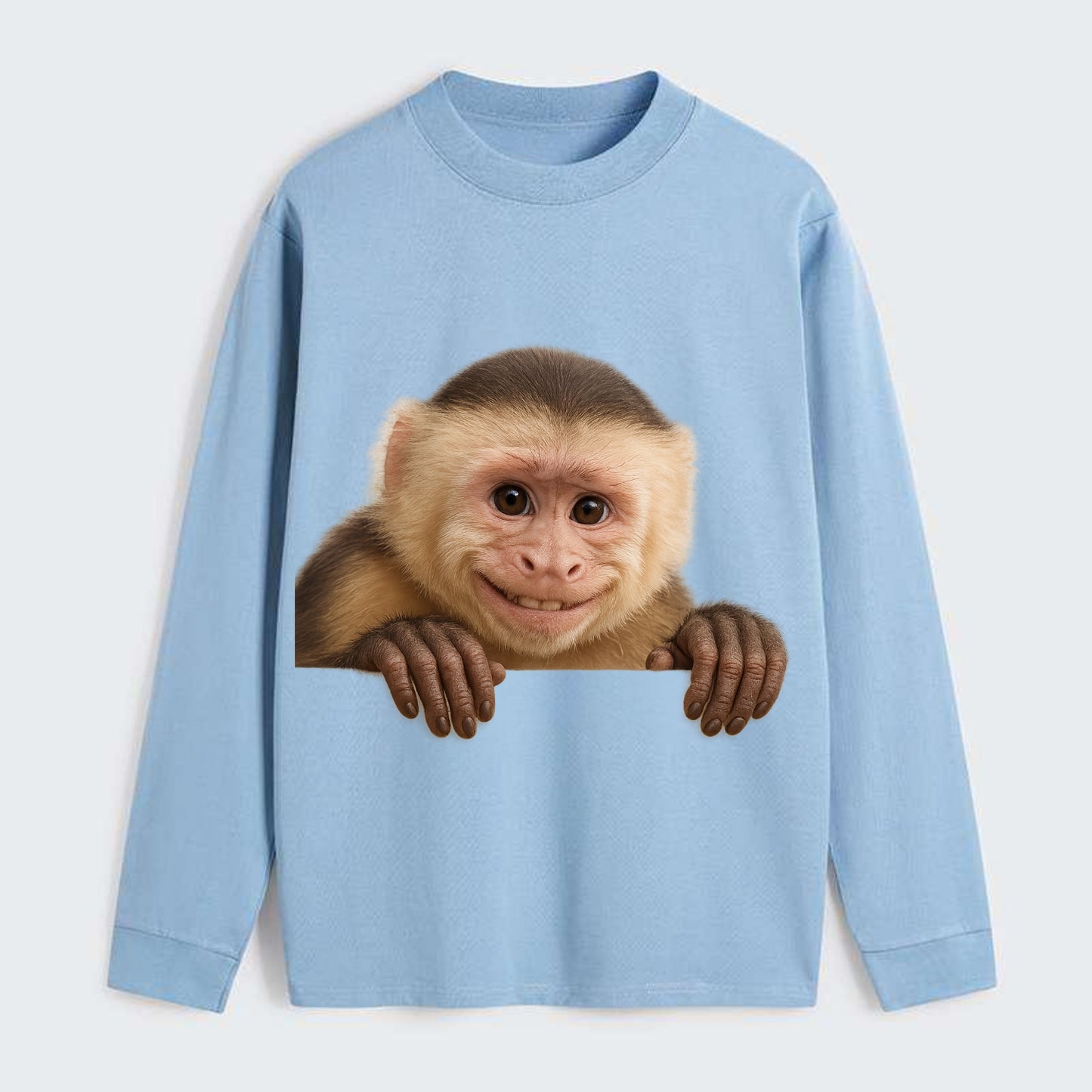 Capuchin Monkey  - Classic Long Sleeve Shirt - Light Blue