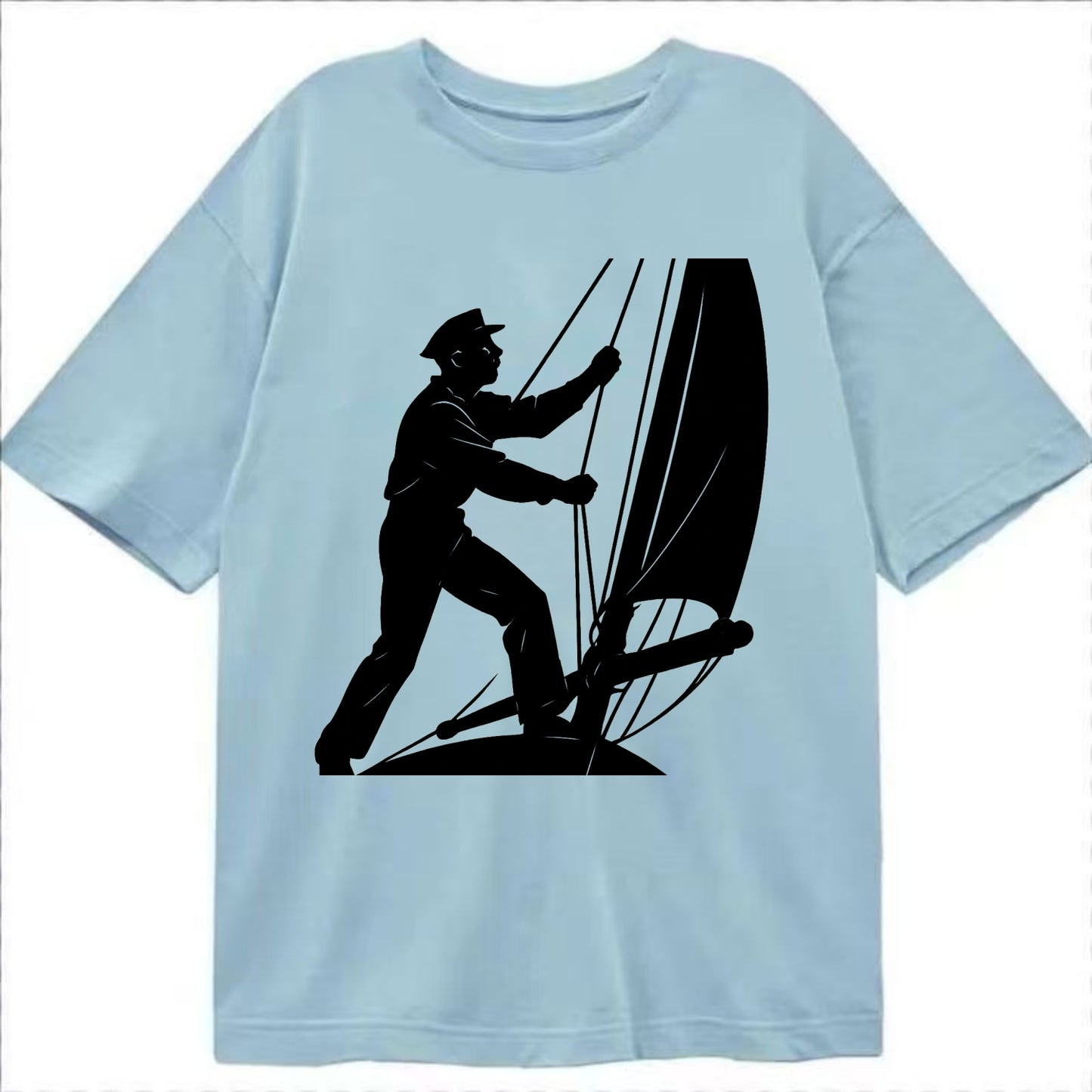 Sailor adjusting the boom on a sailboat - Classic T-shirt - Light Blue