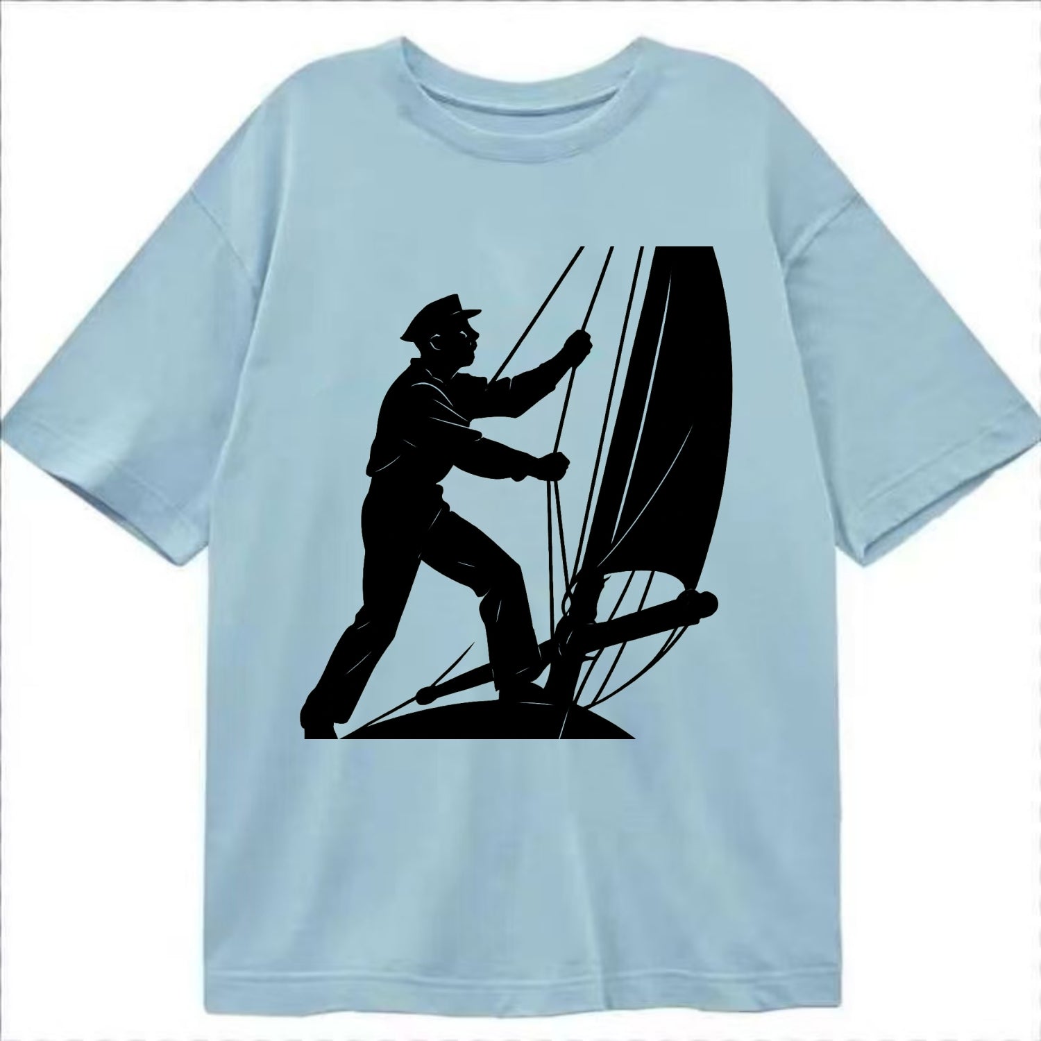 Sailor adjusting the boom on a sailboat - Classic T-shirt - Light Blue