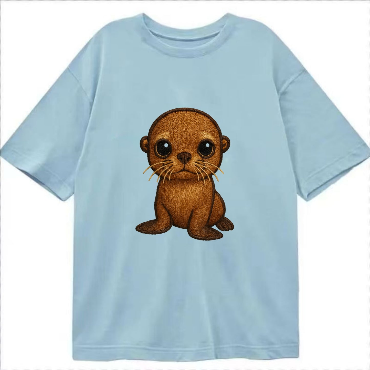 Baby California Sea Lion - golden brown, large expressive eyes, whiskers, - Classic T-shirt - Light Blue