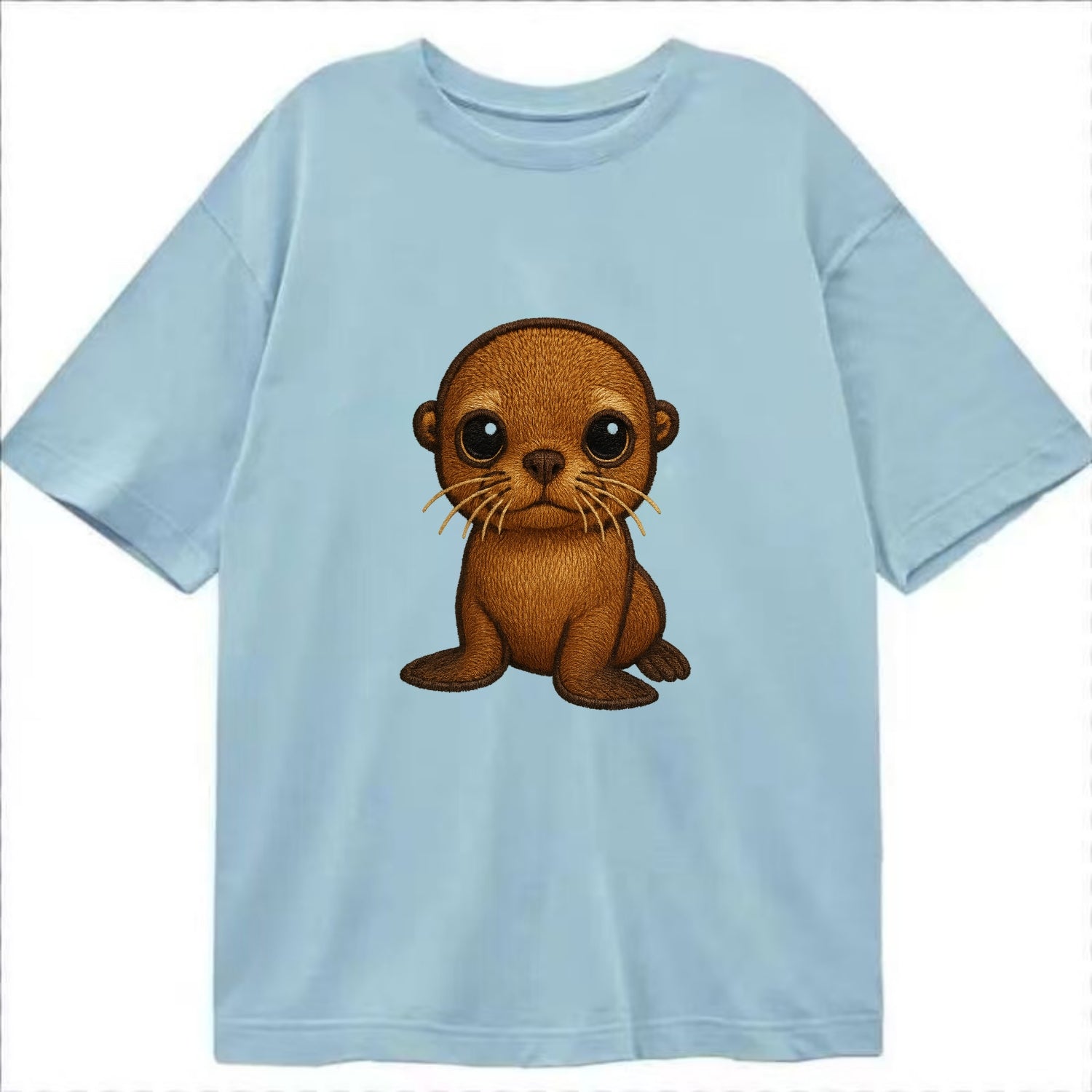 Baby California Sea Lion - golden brown, large expressive eyes, whiskers, - Classic T-shirt - Light Blue