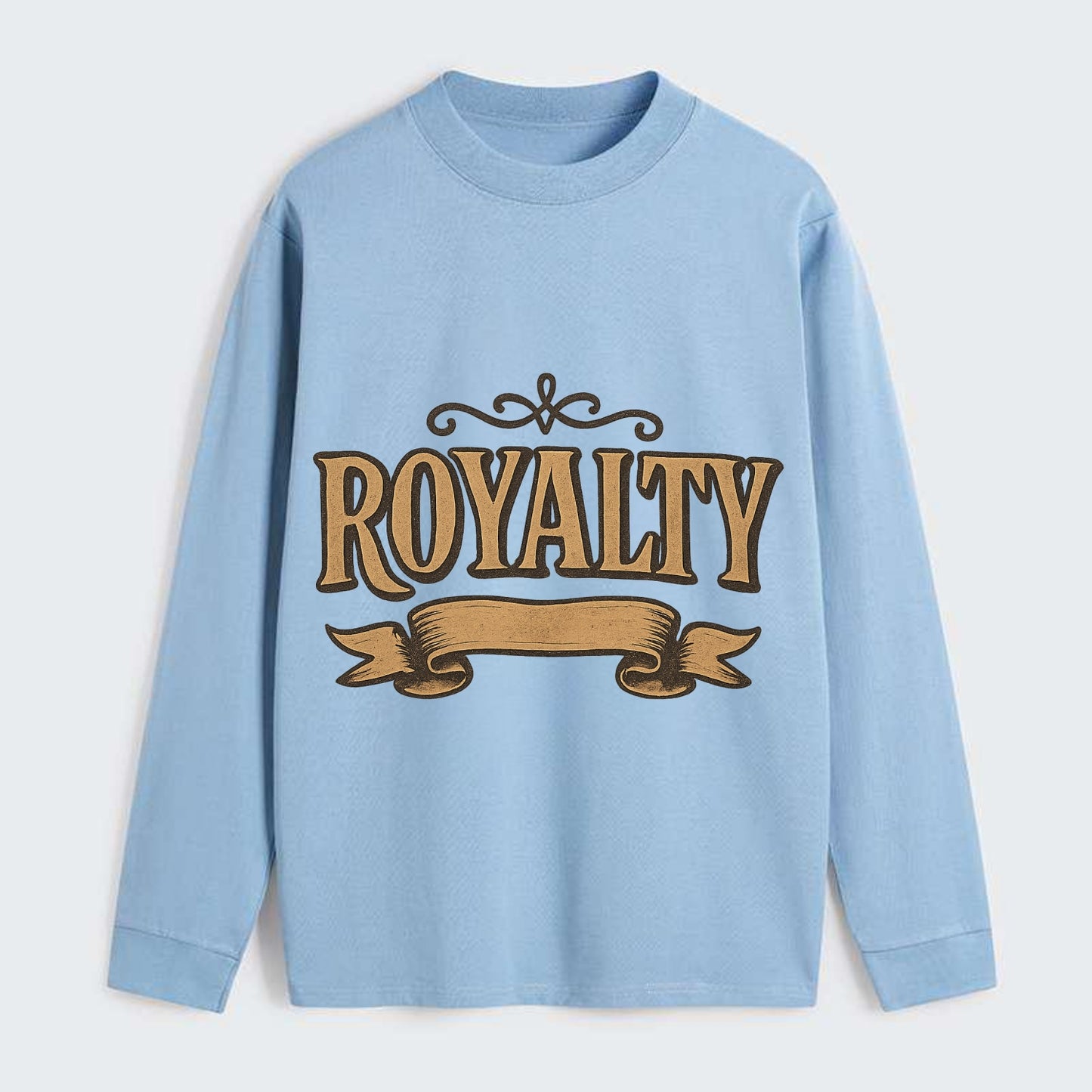Bold typography design - "ROYALTY" - regal bearing, noble spirit - Classic Long Sleeve Shirt - Light Blue