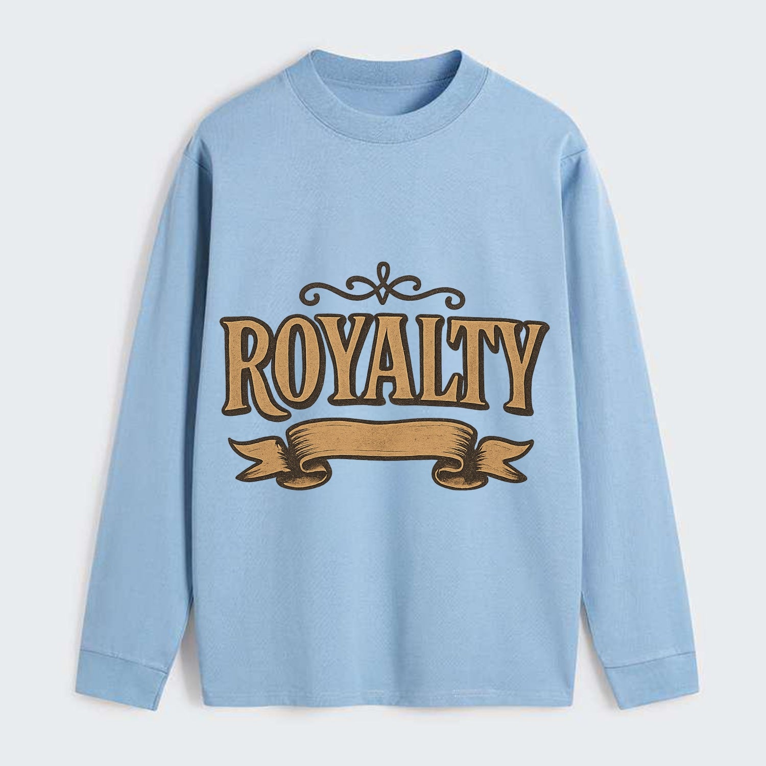 Bold typography design - "ROYALTY" - regal bearing, noble spirit - Classic Long Sleeve Shirt - Light Blue