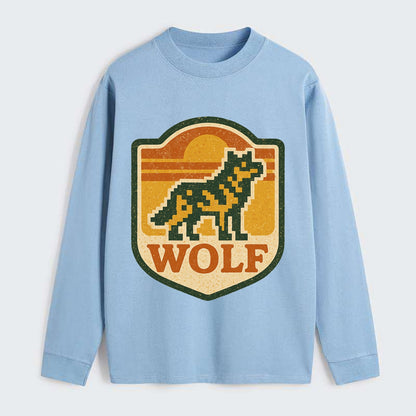 Digital Pixel Wolf  - Classic Long Sleeve Shirt - Light Blue