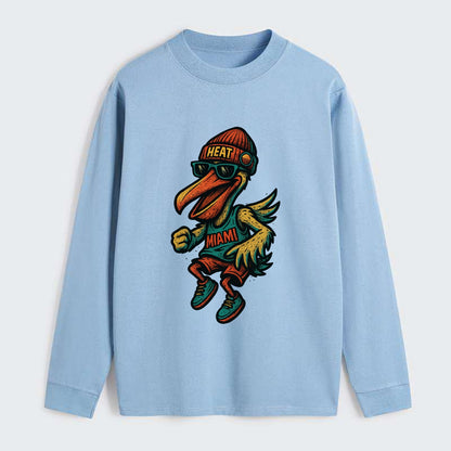 Miami Pelican wearing Heat beanie with sunset patch and wayfarer - Classic Long Sleeve Shirt - Light Blue
