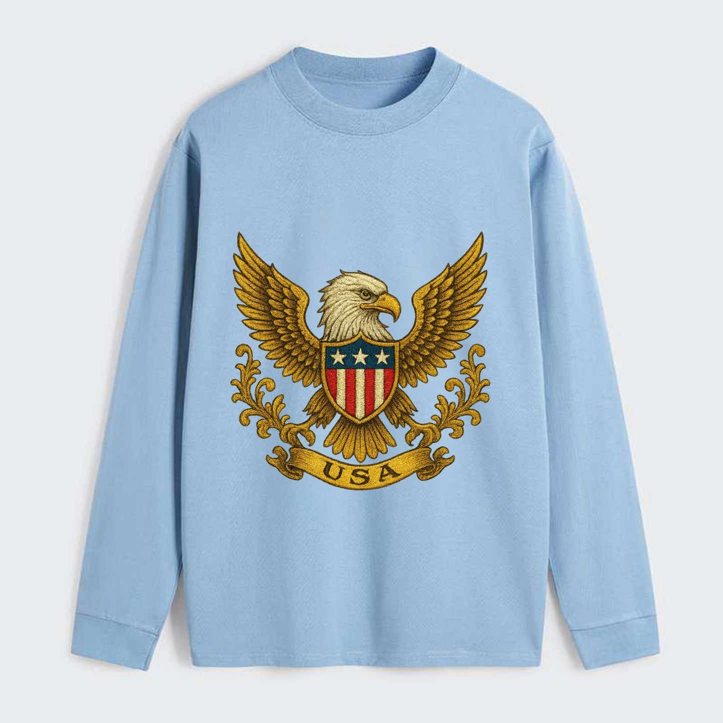 Usa Heritage Eagle Baseball Cap 2 - Classic Long Sleeve Shirt - Light Blue