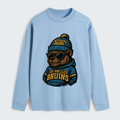 Los Angeles Bruin wearing UCLA beanie with script patch - Classic Long Sleeve Shirt - Light Blue