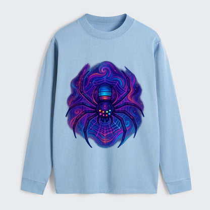 Tech spider with legs showing circuit board patterns, web glowing in - Classic Long Sleeve Shirt - Light Blue