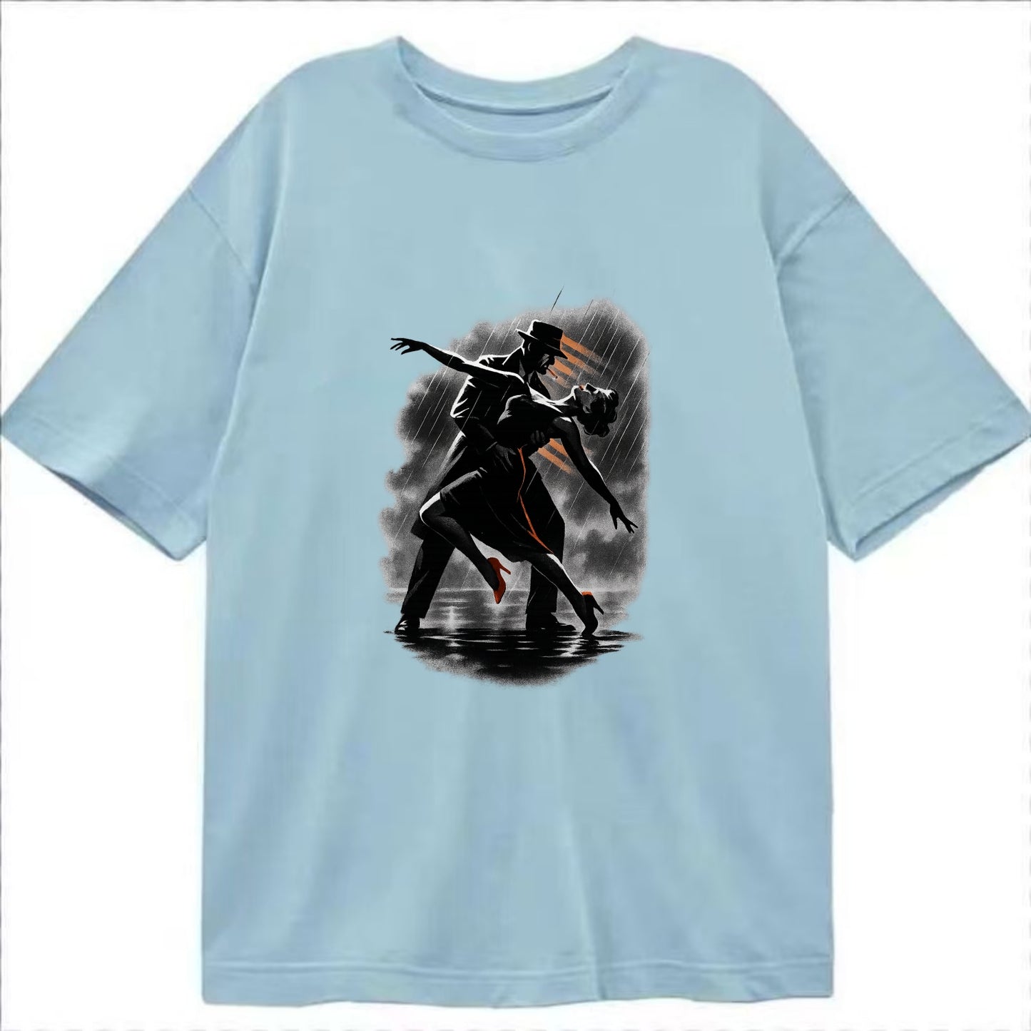 romantic dance pose with woman lifted in the air at lakeside - Classic T-shirt - Light Blue