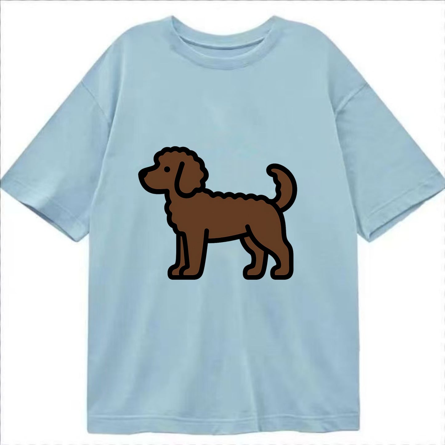 Labradoodle - Chocolate curly flat side profile - Classic T-shirt - Light Blue