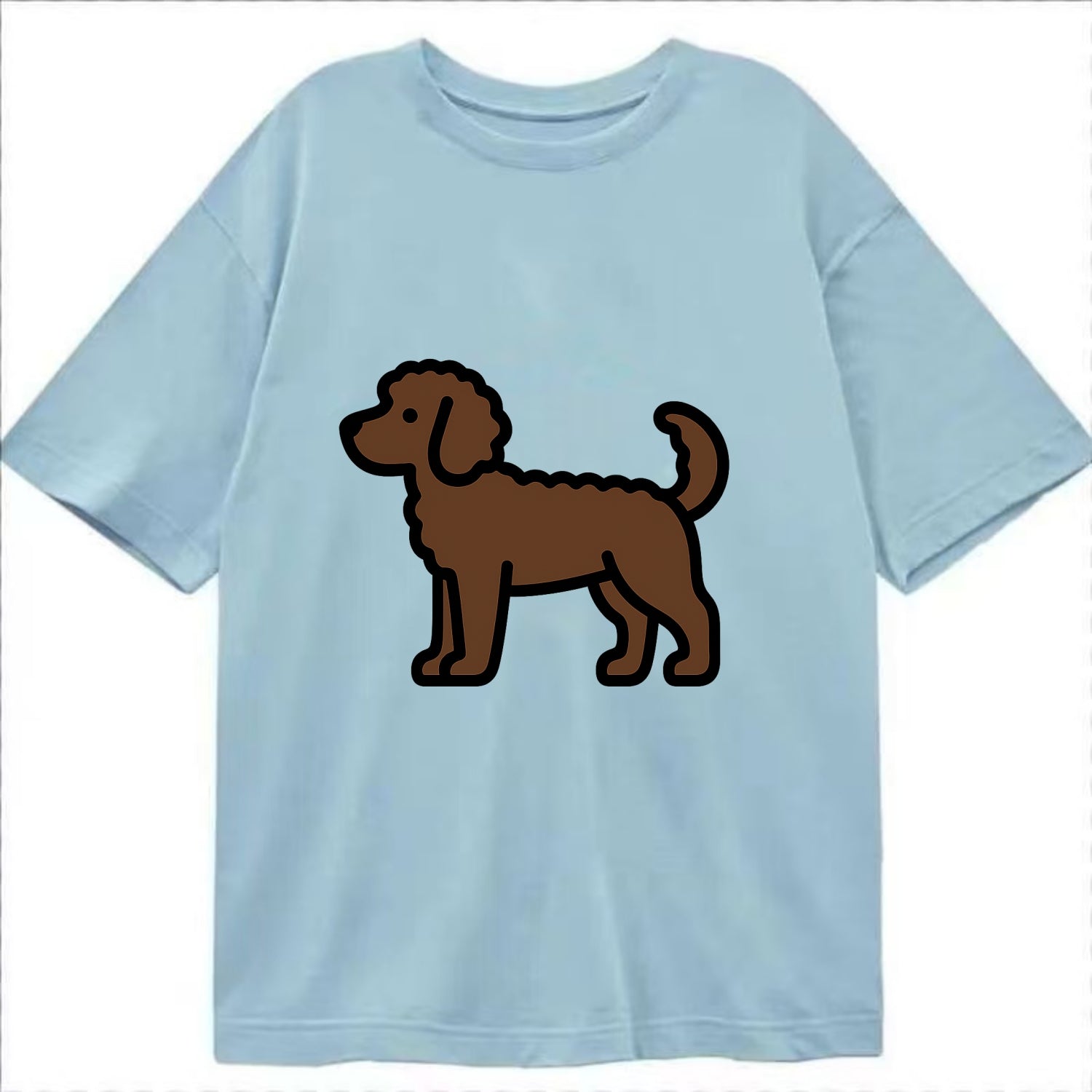 Labradoodle - Chocolate curly flat side profile - Classic T-shirt - Light Blue