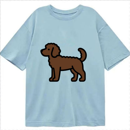 Labradoodle - Chocolate curly flat side profile - Classic T-shirt - Light Blue