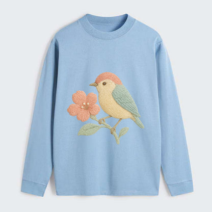 Peach Flowerpecker - Classic Long Sleeve Shirt - Light Blue