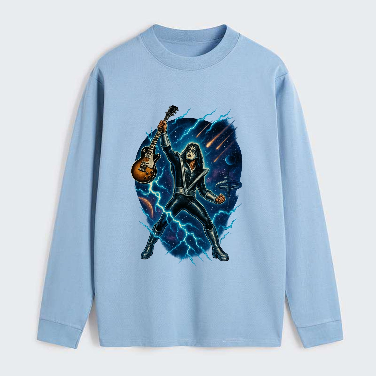 Ace Frehley Cosmic Solo - Classic Long Sleeve Shirt - Light Blue