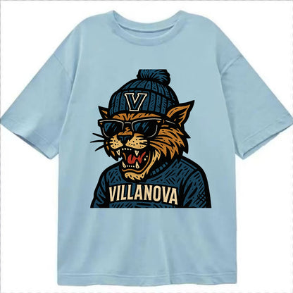 Villanova Wildcat wearing Villanova beanie with V patch - Classic T-shirt - Light Blue