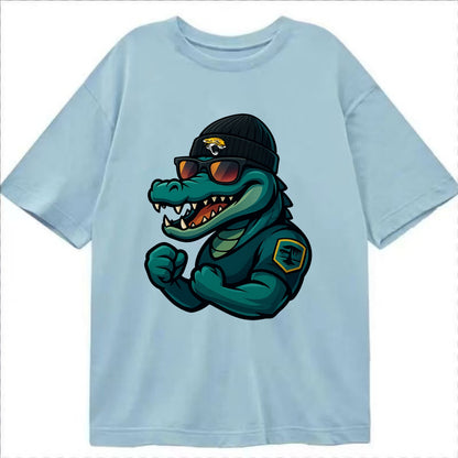 Jacksonville Alligator wearing Jaguars beanie with swamp patch and wayfarer - Classic T-shirt - Light Blue