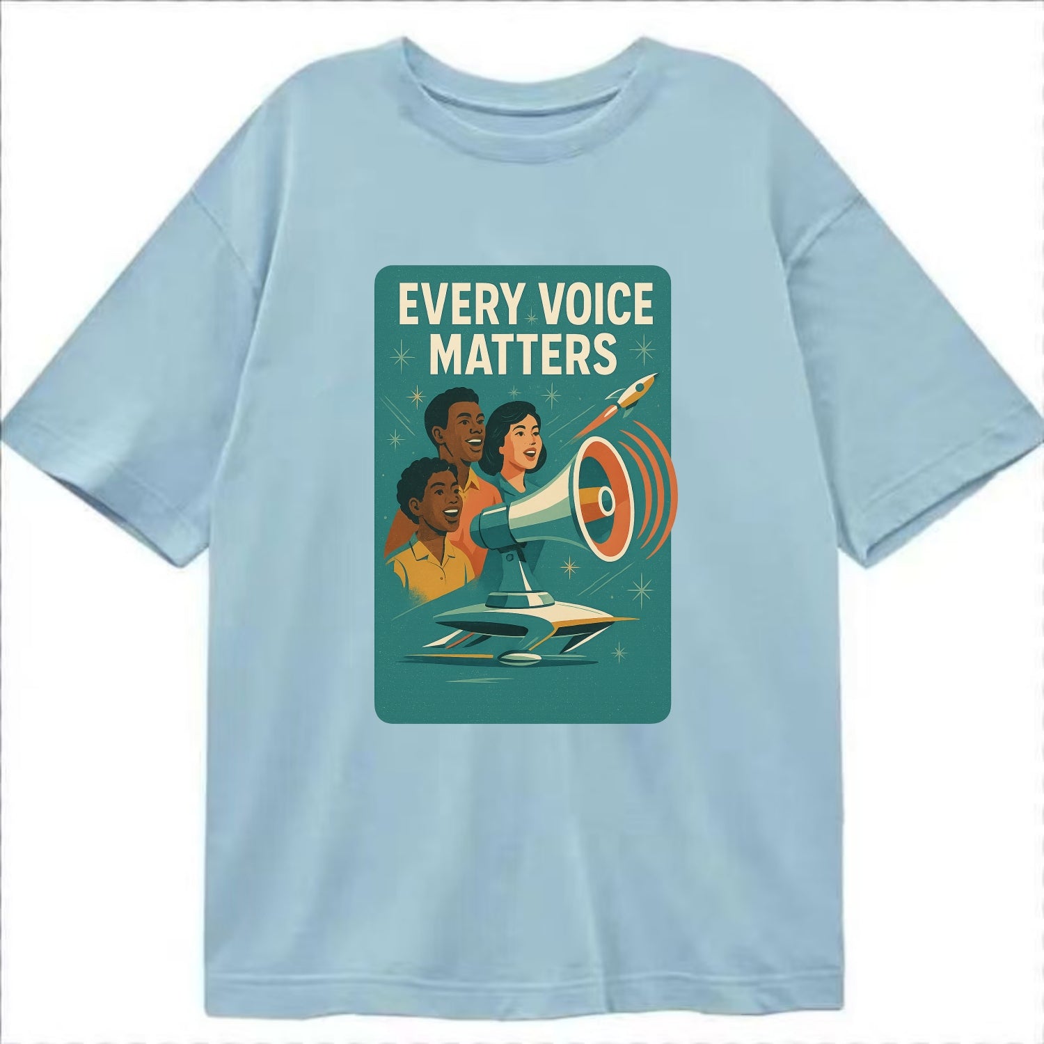 Diverse voices being heard and amplified - "Every Voice Matters" - inclusive - Classic T-shirt - Light Blue