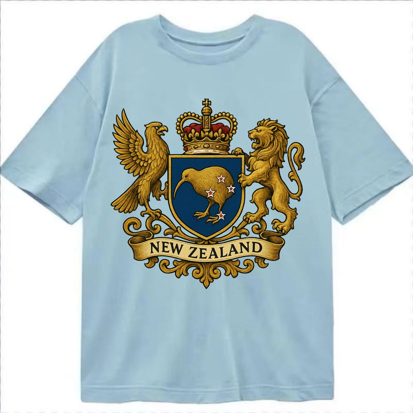 New Zealand Heritage Badge  - Classic T-shirt - Light Blue