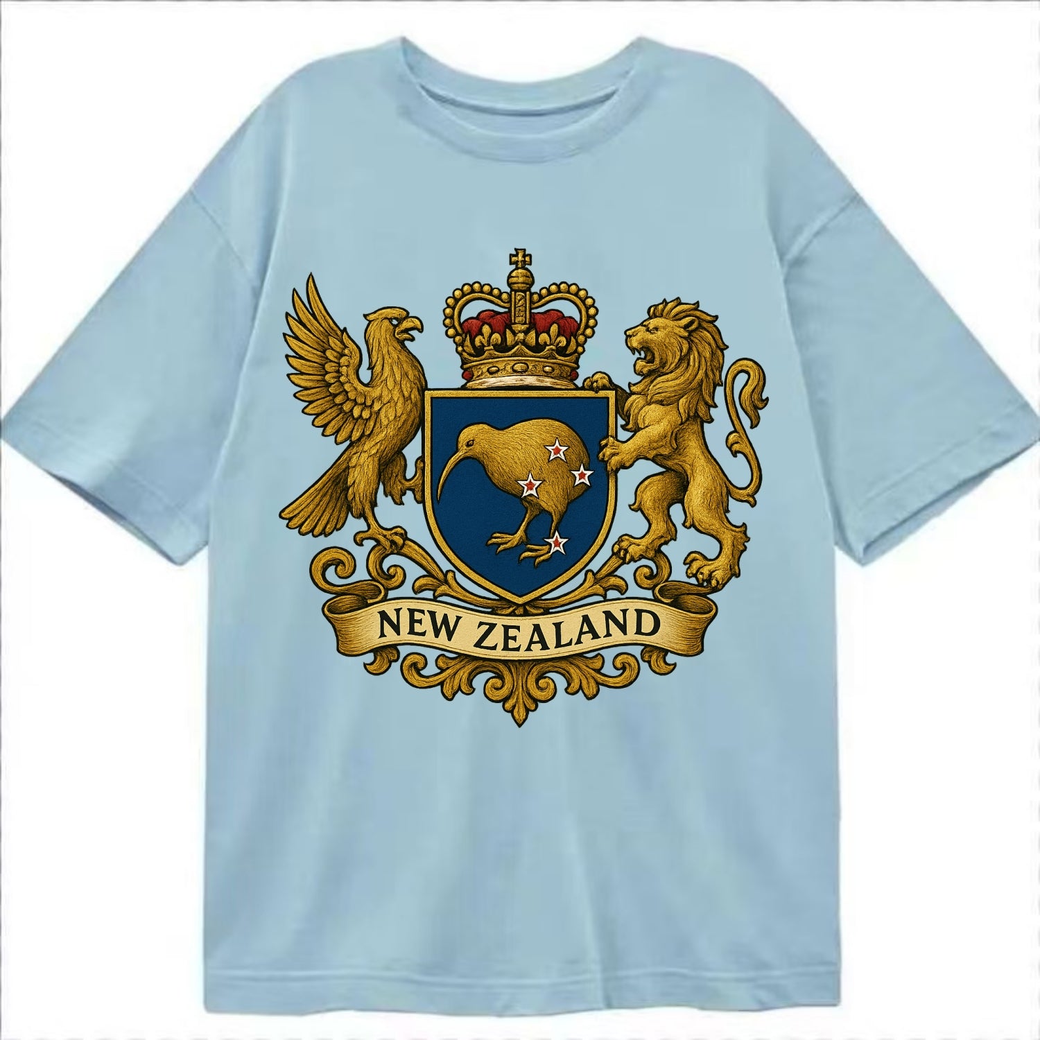 New Zealand Heritage Badge  - Classic T-shirt - Light Blue