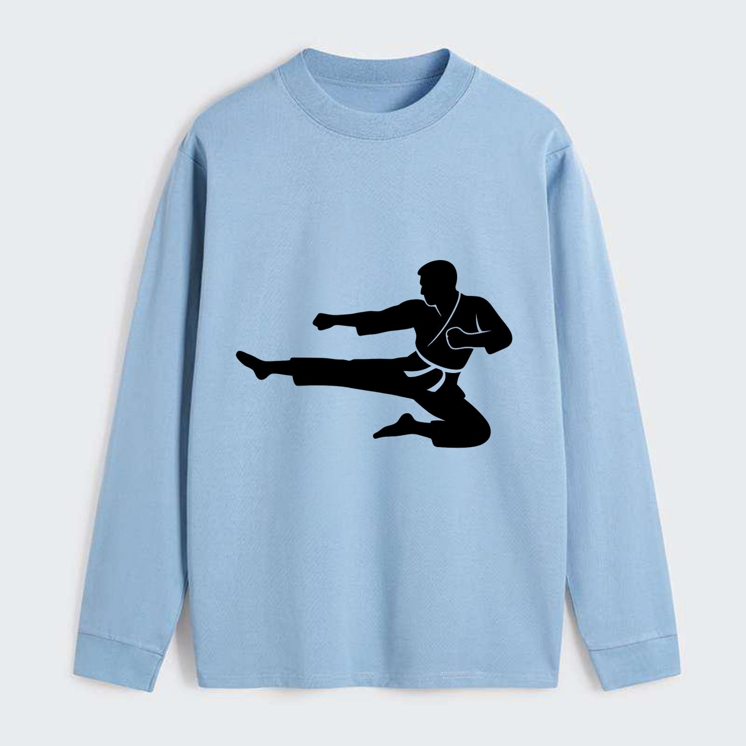 Martial artist flying kick - Classic Long Sleeve Shirt - Light Blue