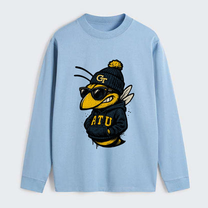 Atlanta Yellow Jacket wearing Georgia Tech beanie with GT patch - Classic Long Sleeve Shirt - Light Blue