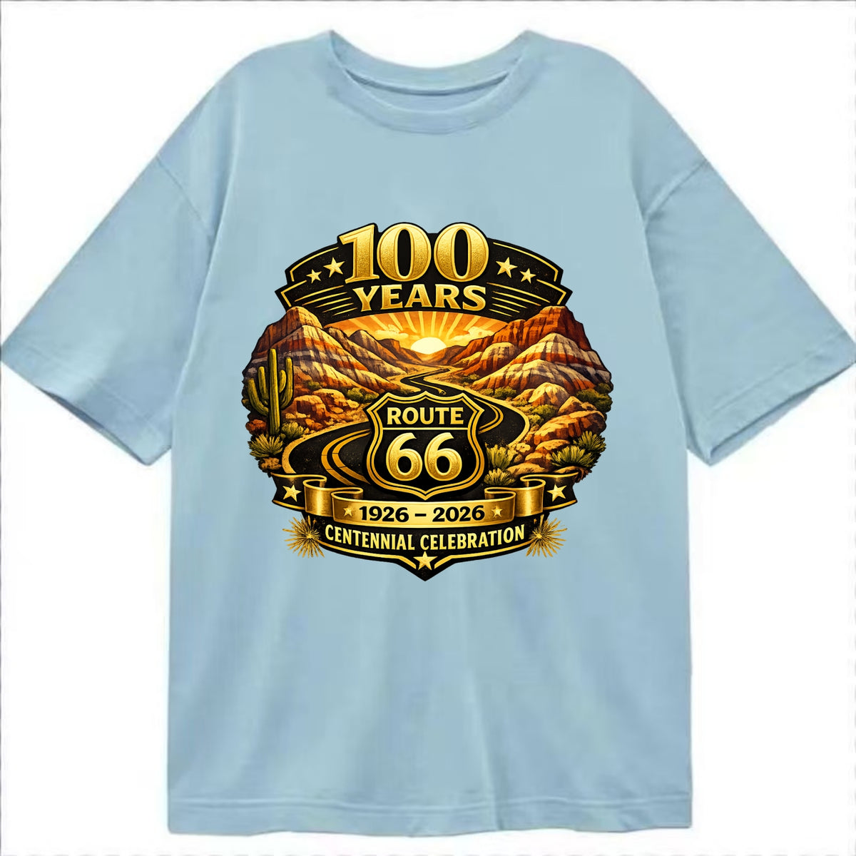 PAINTED DESERT | Colorful desert landscape | Route 66 winding through | Natural - Classic T-shirt - Light Blue