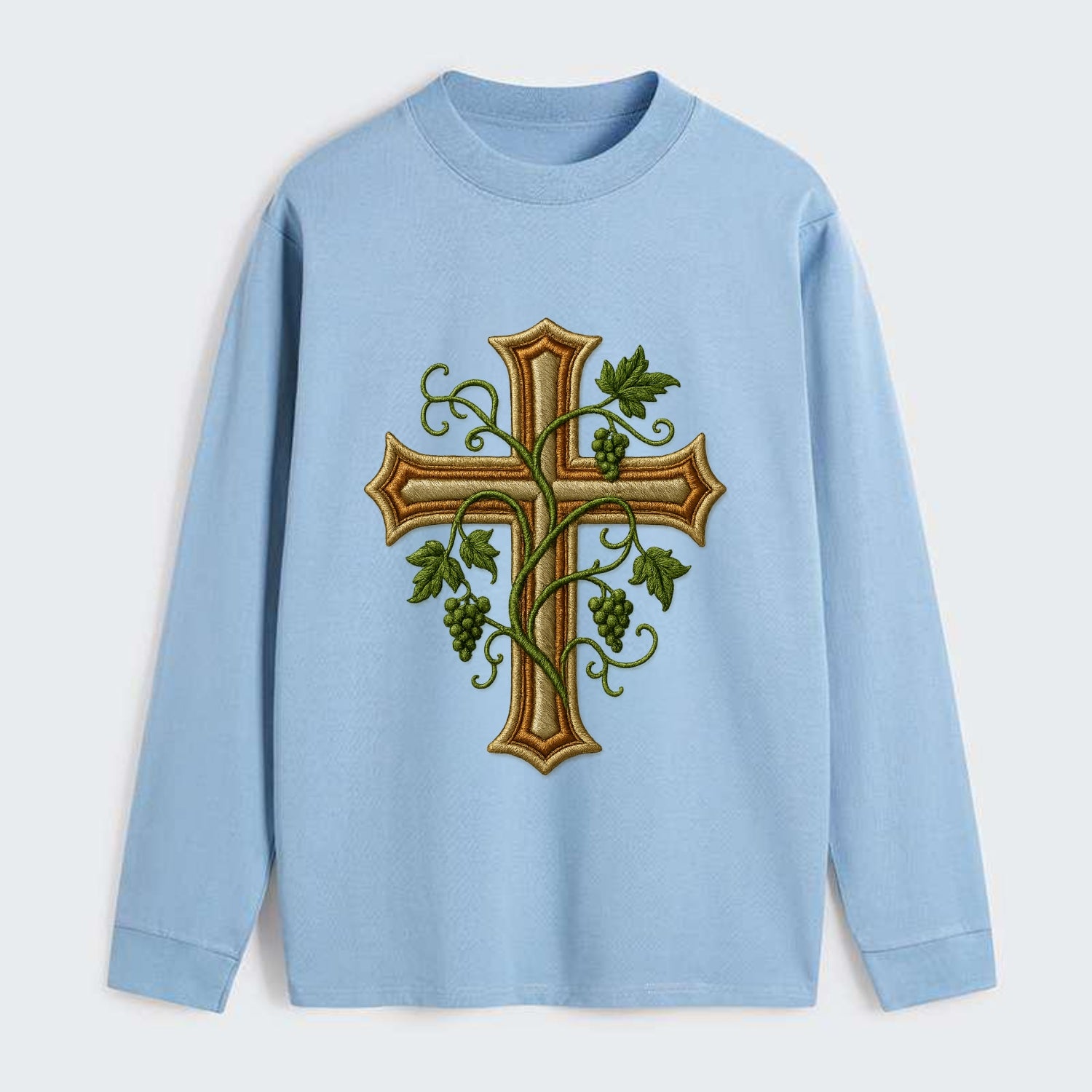 Vine Cross  - Classic Long Sleeve Shirt - Light Blue