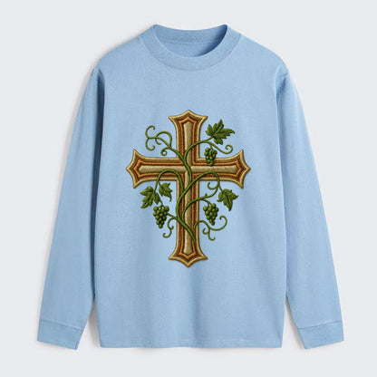 Vine Cross  - Classic Long Sleeve Shirt - Light Blue