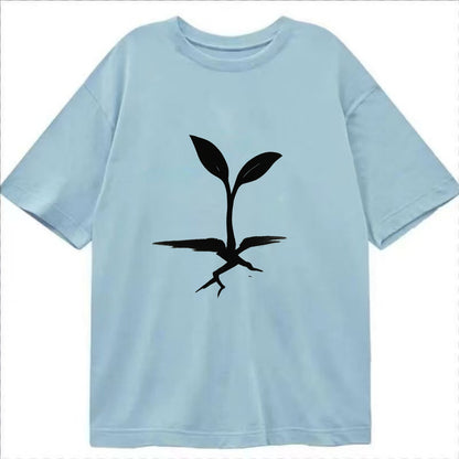 Seedling breaking through concrete - persistence ink brushstrokes - Classic T-shirt - Light Blue