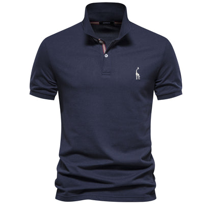 Men's Cotton Deer Embroidered Polo Shirt - Classic Fit