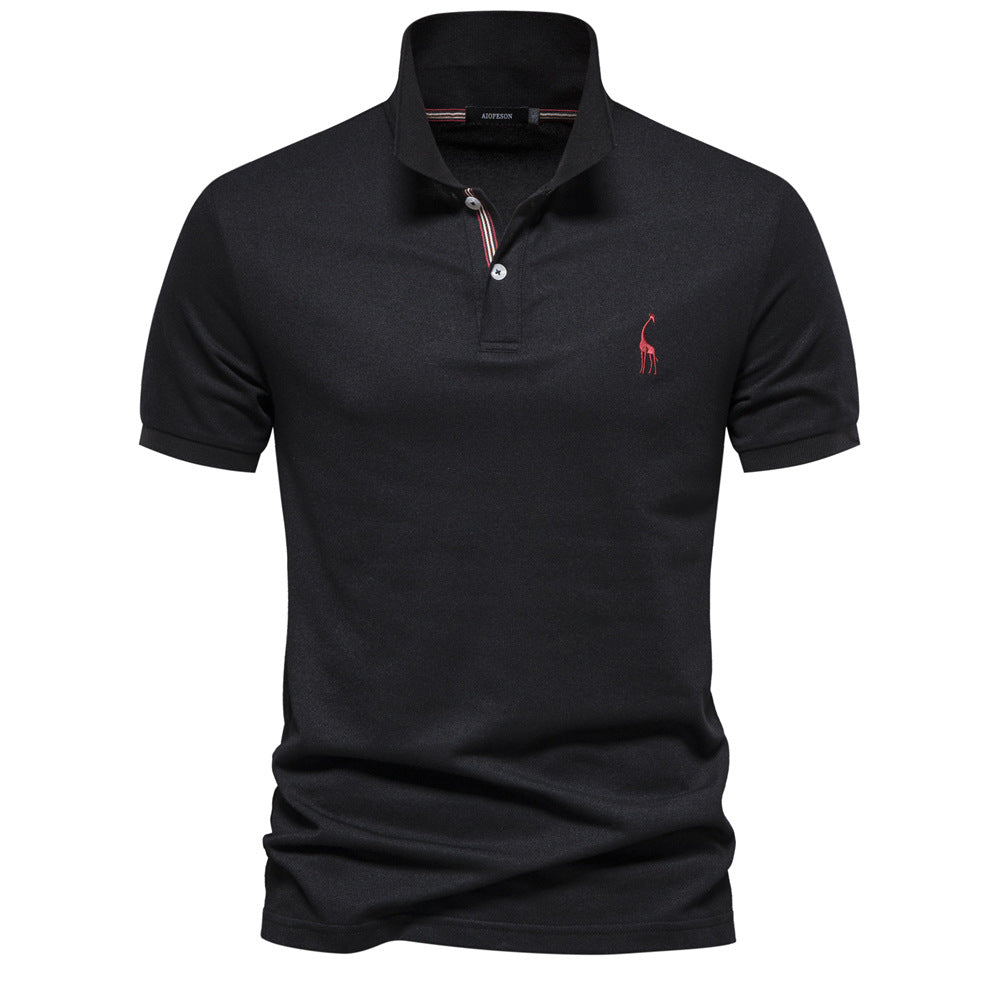 Men's Cotton Deer Embroidered Polo Shirt - Classic Fit