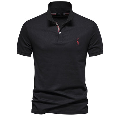 Men's Cotton Deer Embroidered Polo Shirt - Classic Fit