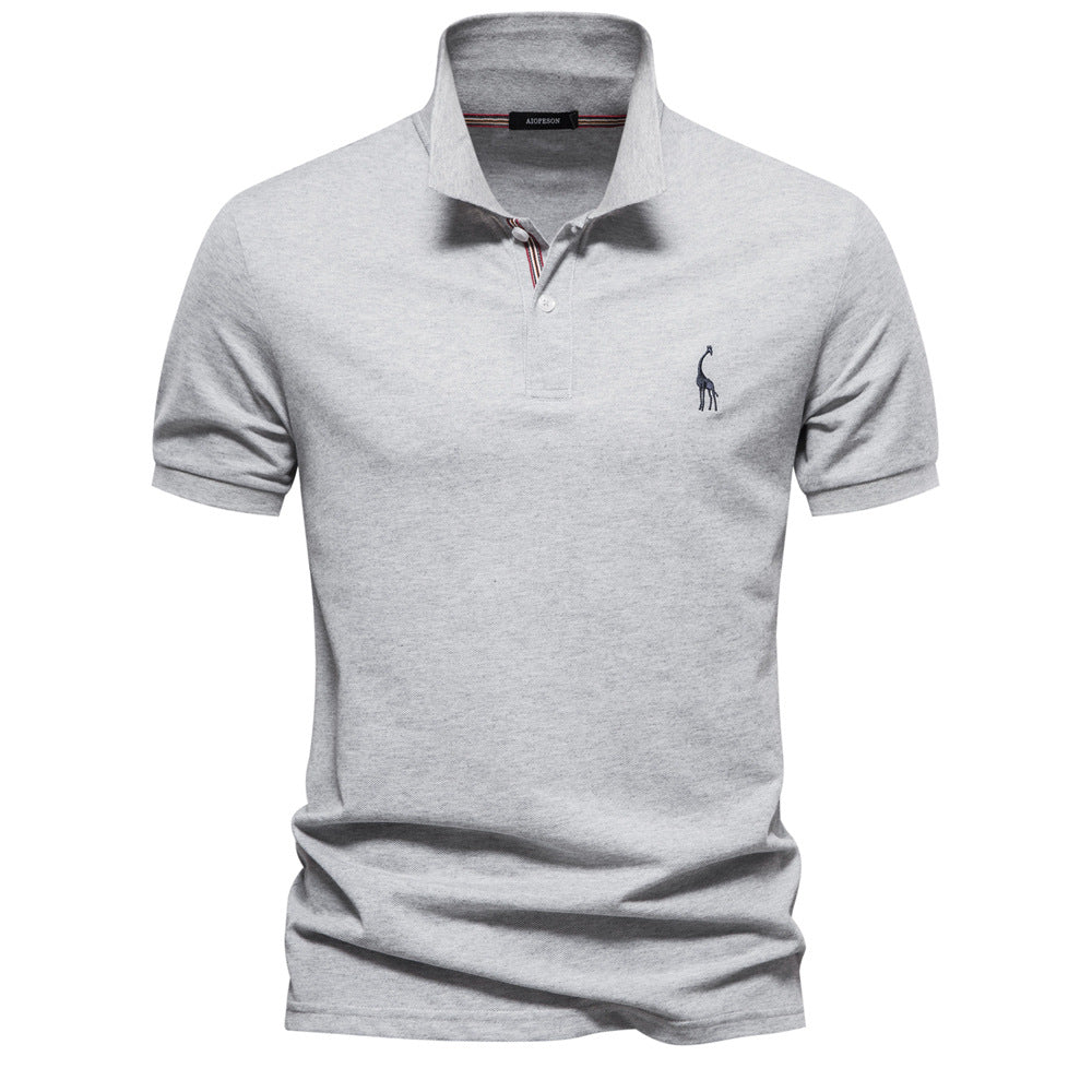 Men's Cotton Deer Embroidered Polo Shirt - Classic Fit