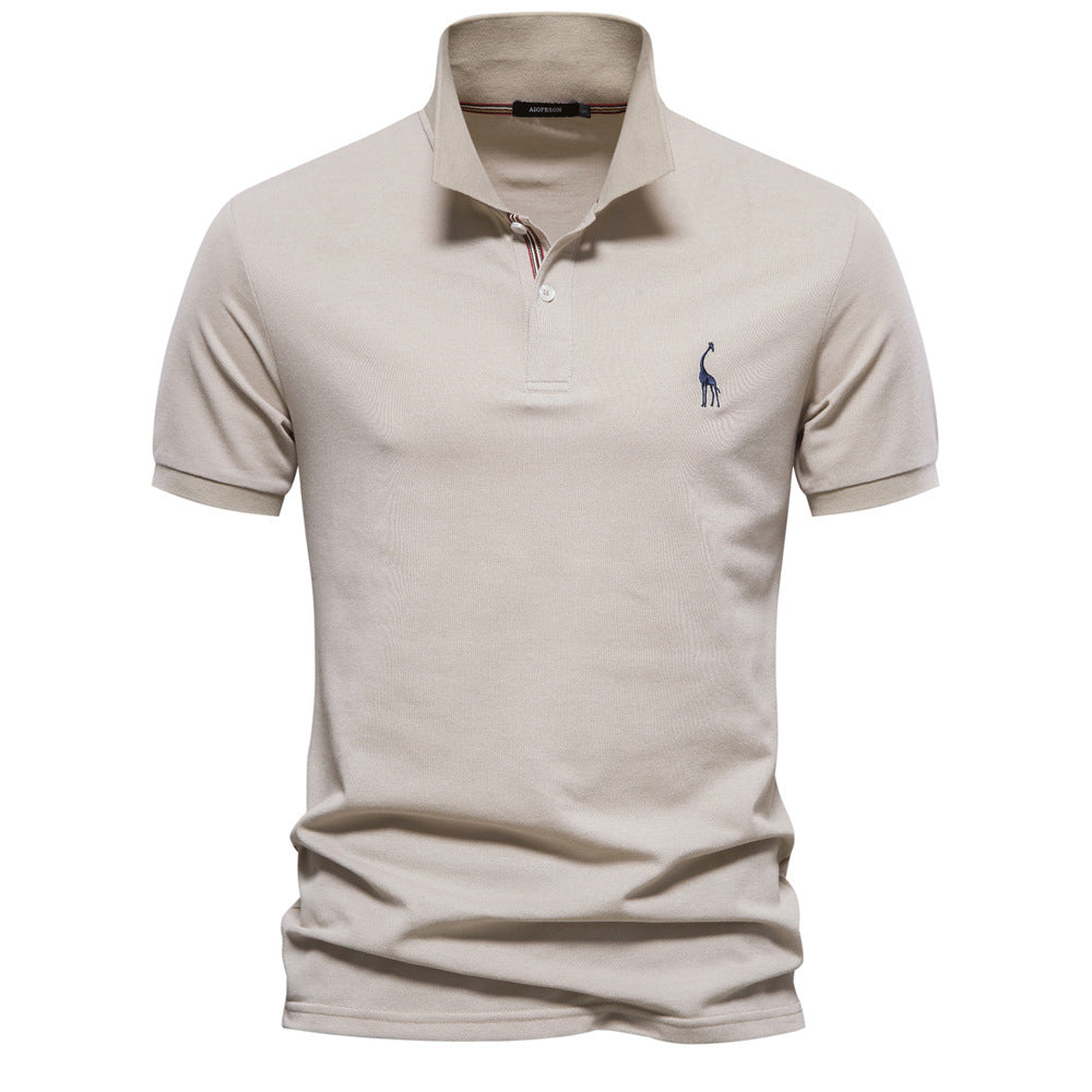 Men's Cotton Deer Embroidered Polo Shirt - Classic Fit