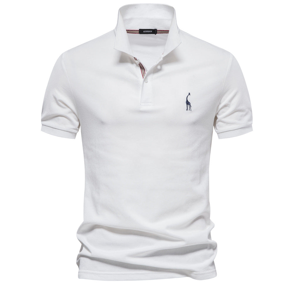 Men's Cotton Deer Embroidered Polo Shirt - Classic Fit