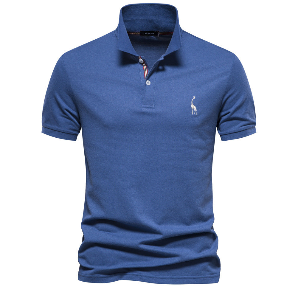 Men's Cotton Deer Embroidered Polo Shirt - Classic Fit