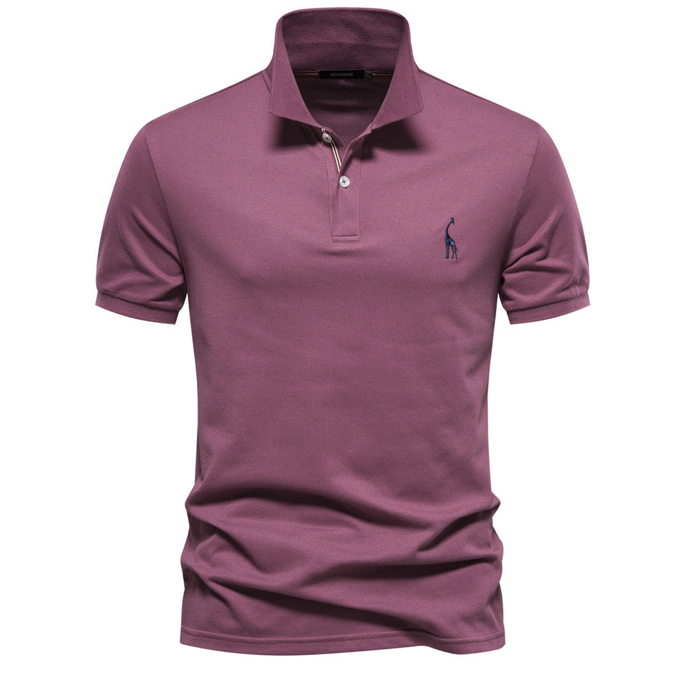 Men's Cotton Deer Embroidered Polo Shirt - Classic Fit
