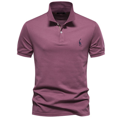 Men's Cotton Deer Embroidered Polo Shirt - Classic Fit