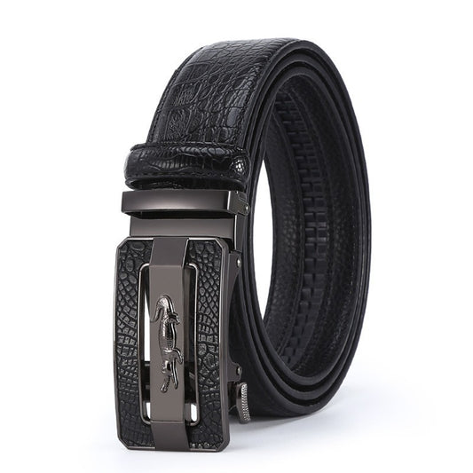 Men's Crocodile Embossed Leather Belt - Automatic Buckle