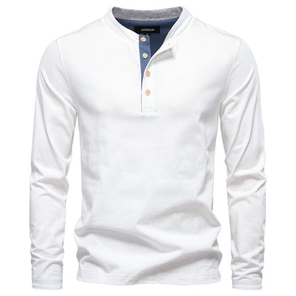 Men's Contrast Henley Long-Sleeve Tee