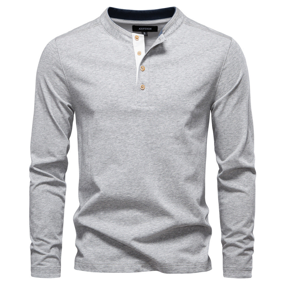Men's Contrast Henley Long-Sleeve Tee