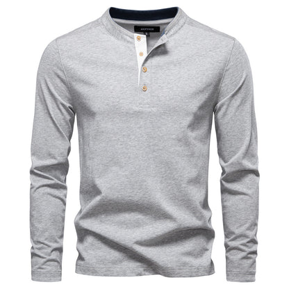 Men's Contrast Henley Long-Sleeve Tee