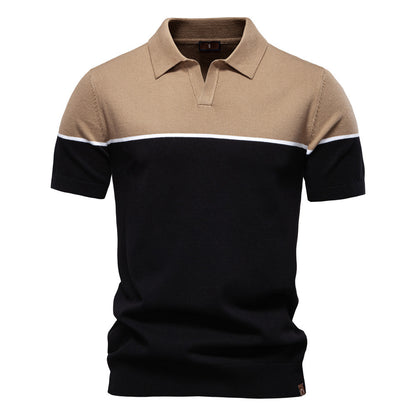 Men's Colorblock Knit Polo Shirt - Summer Casual