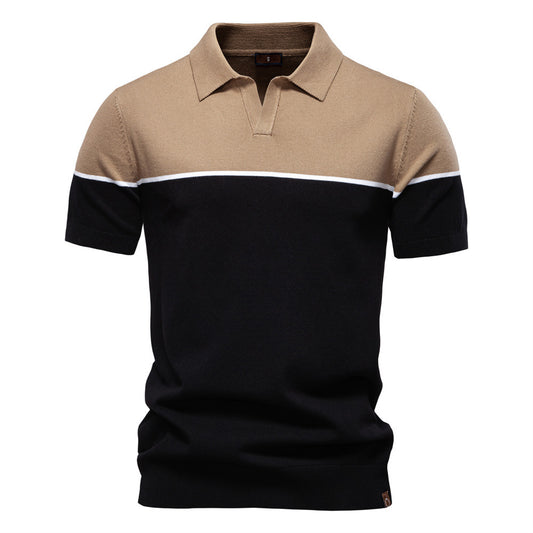 Men's Colorblock Knit Polo Shirt - Summer Casual