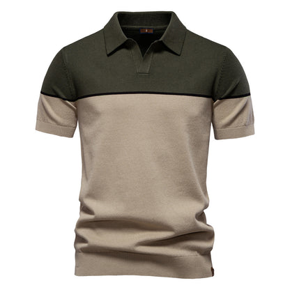 Men's Colorblock Knit Polo Shirt - Summer Casual