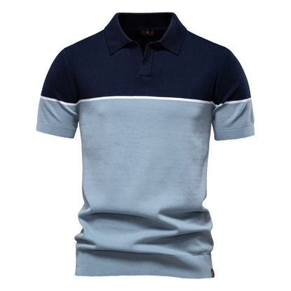 Men's Colorblock Knit Polo Shirt - Summer Casual